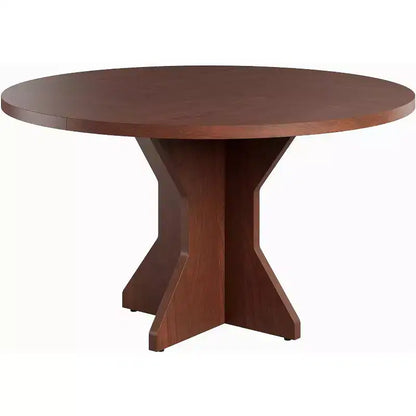 Table à manger ronde pour 4-6 personnes, table de cuisine circulaire de 120 cm avec piédestal robuste, meubles de salle à manger pour petits espaces dans le salon