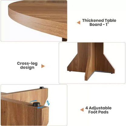 Table à manger ronde pour 4-6 personnes, table de cuisine circulaire de 120 cm avec piédestal robuste, meubles de salle à manger pour petits espaces dans le salon