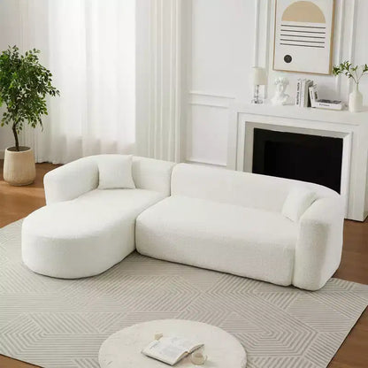 Clihome Canapé d'angle modulable 109,4 po en forme de L, avec méridienne gauche en tissu chenille et 2 oreillers, modèle Cloud