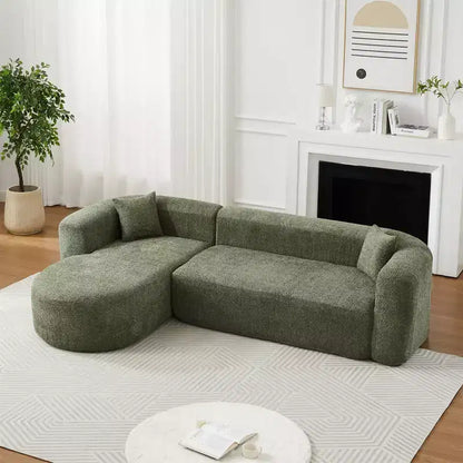 Clihome Canapé d'angle modulable 109,4 po en forme de L, avec méridienne gauche en tissu chenille et 2 oreillers, modèle Cloud