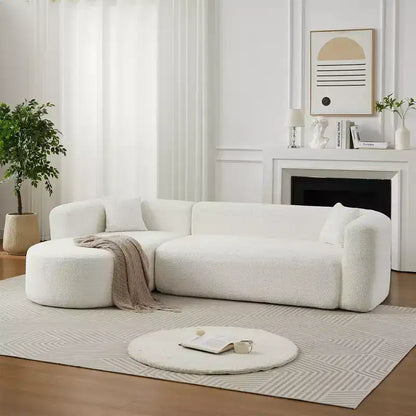 Clihome 109.4 L-Shaped Modular Sectional Sofa Left Chaise Chenille Fabric Cloud Sofa with 2 Pillows