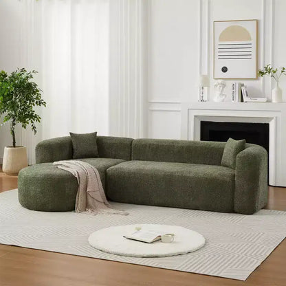 Clihome Canapé d'angle modulable 109,4 po en forme de L, avec méridienne gauche en tissu chenille et 2 oreillers, modèle Cloud