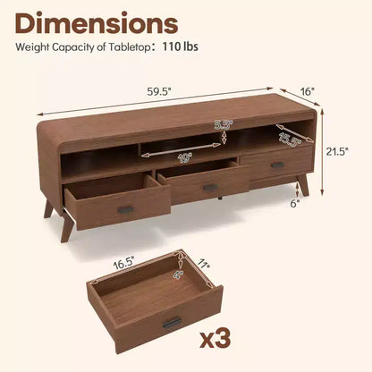 Meuble TV Costway pour téléviseurs jusqu'à 70'' Meuble TV Rétro Meuble de Rangement