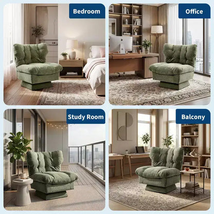 Fauteuil pivotant Acekool 360, fauteuil de lecture en chenille avec coussin épais pour salon ou chambre à coucher