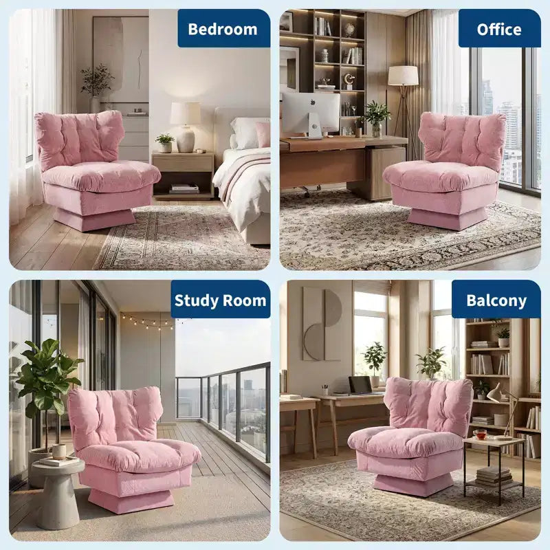 Fauteuil pivotant Acekool 360, fauteuil de lecture en chenille avec coussin épais pour salon ou chambre à coucher