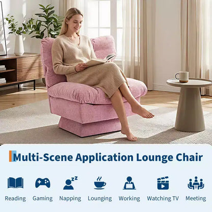 Fauteuil pivotant Acekool 360, fauteuil de lecture en chenille avec coussin épais pour salon ou chambre à coucher
