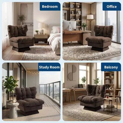 Fauteuil pivotant Acekool 360, fauteuil de lecture en chenille avec coussin épais pour salon ou chambre à coucher