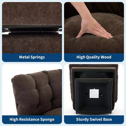 Fauteuil pivotant Acekool 360, fauteuil de lecture en chenille avec coussin épais pour salon ou chambre à coucher
