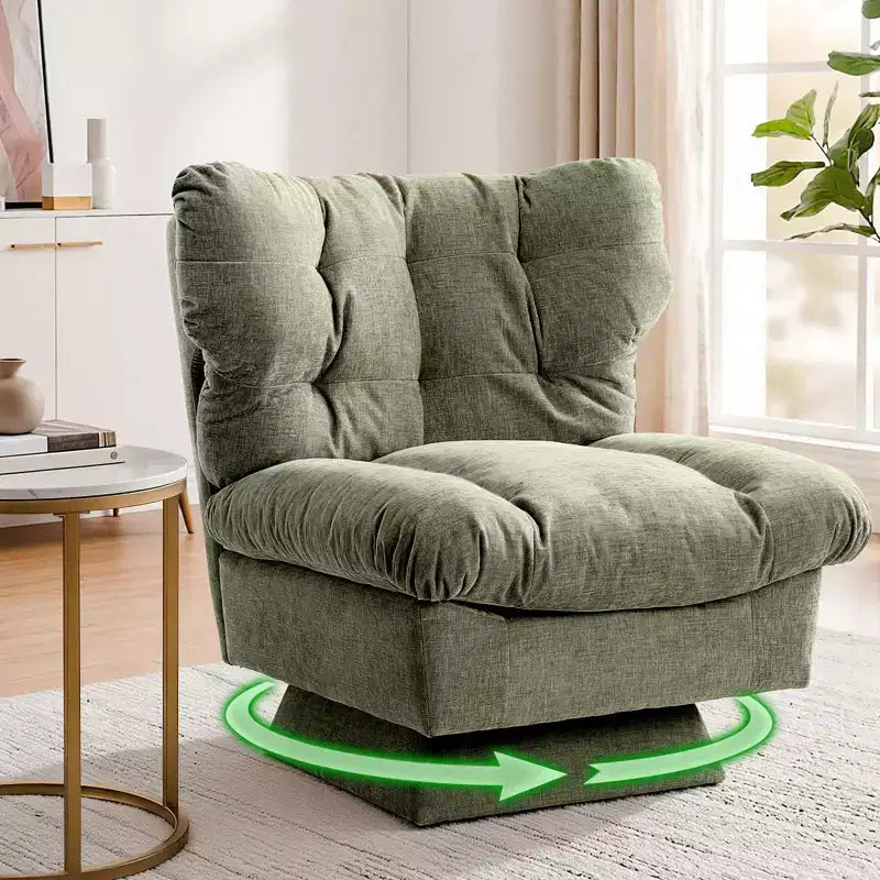 Fauteuil pivotant Acekool 360, fauteuil de lecture en chenille avec coussin épais pour salon ou chambre à coucher