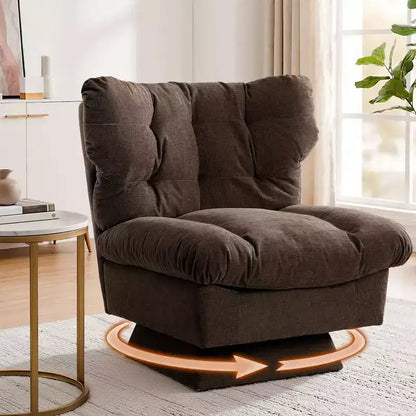 Fauteuil pivotant Acekool 360, fauteuil de lecture en chenille avec coussin épais pour salon ou chambre à coucher