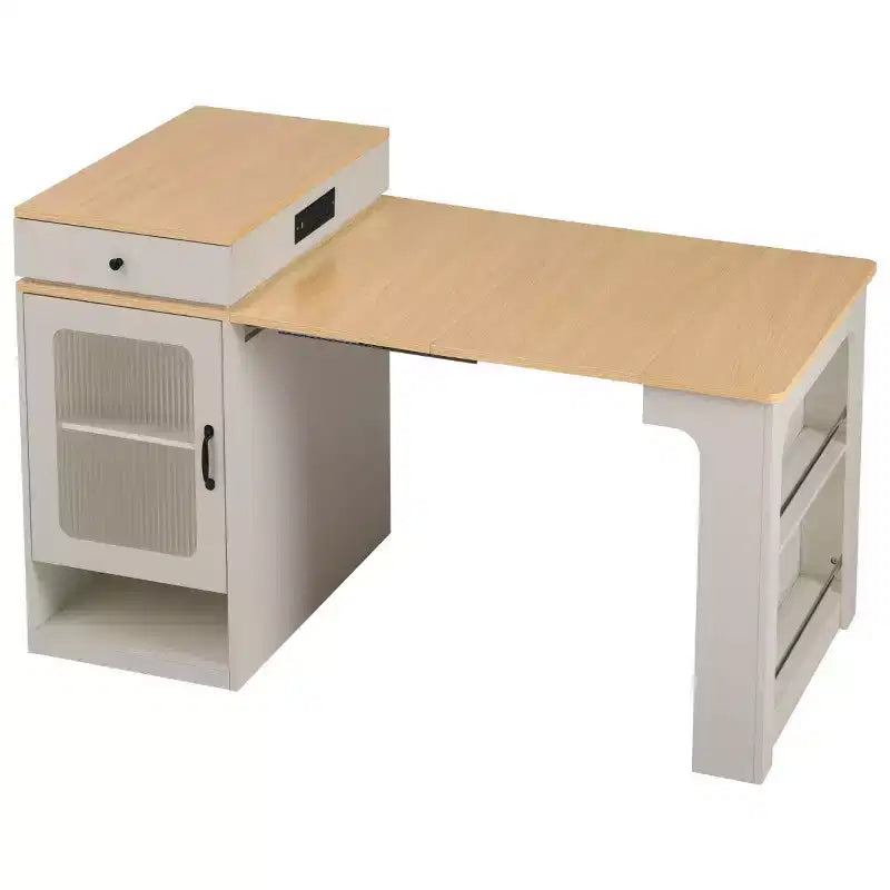 Îlot de cuisine moderne avec table à manger extensible, table de rangement de cuisine peu encombrante pour cuisine ou salle à manger-Panipeachy