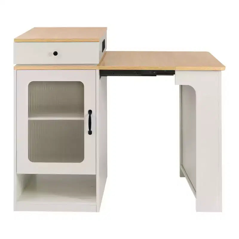 Îlot de cuisine moderne avec table à manger extensible, table de rangement de cuisine peu encombrante pour cuisine ou salle à manger-Panipeachy