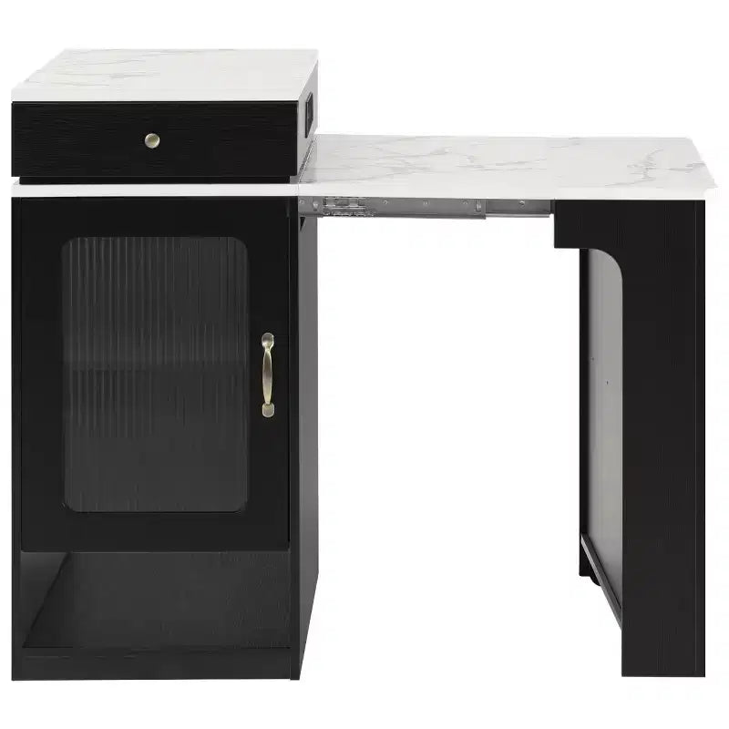 Îlot de cuisine moderne avec table à manger extensible, table de rangement de cuisine peu encombrante pour cuisine ou salle à manger-Panipeachy