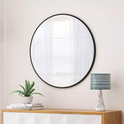 Grand miroir mural rond de 48 pouces, miroir décoratif moderne en métal pour salon, cheminée - Panipeachy