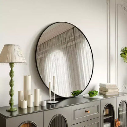 Grand miroir mural rond de 48 pouces, miroir décoratif moderne en métal pour salon, cheminée - Panipeachy