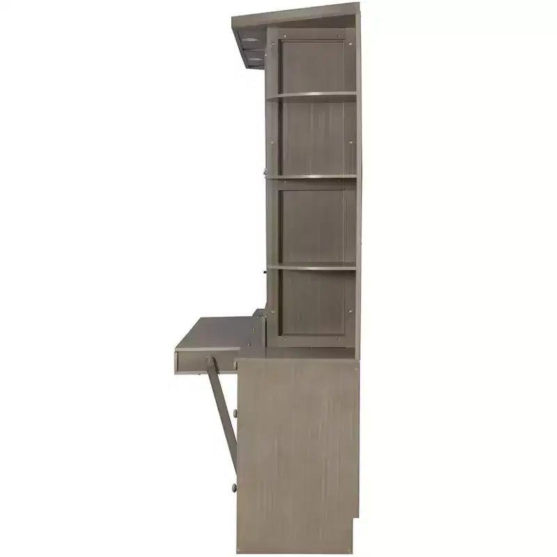 Lit escamotable Queen Size avec étagères de rangement et armoires, lit armoire Queen en bois avec bureau, lit mural pliable pour chambre d'amis ou bureau