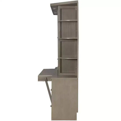 Lit escamotable Queen Size avec étagères de rangement et armoires, lit armoire Queen en bois avec bureau, lit mural pliable pour chambre d'amis ou bureau