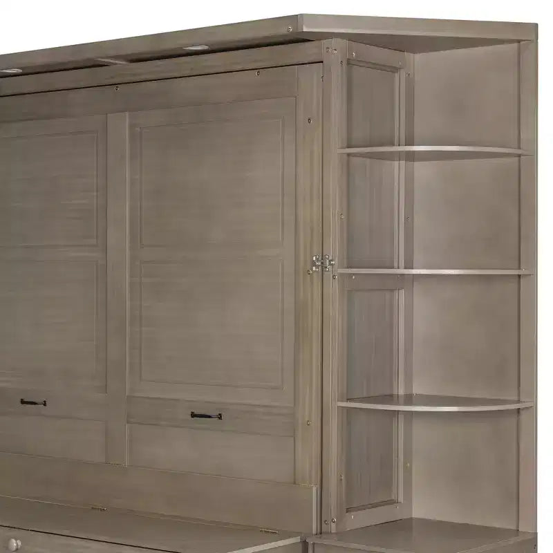 Lit escamotable Queen Size avec étagères de rangement et armoires, lit armoire Queen en bois avec bureau, lit mural pliable pour chambre d'amis ou bureau