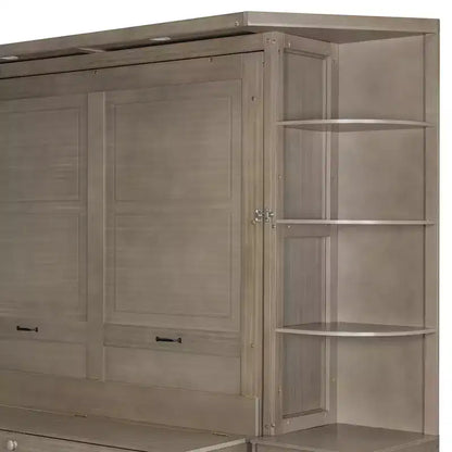 Lit escamotable Queen Size avec étagères de rangement et armoires, lit armoire Queen en bois avec bureau, lit mural pliable pour chambre d'amis ou bureau