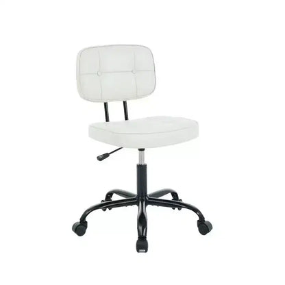 Chaise de bureau MAYEERTY sans accoudoirs en cuir PU, chaise à roulettes avec coussin épaissi pour petits espaces domestiques