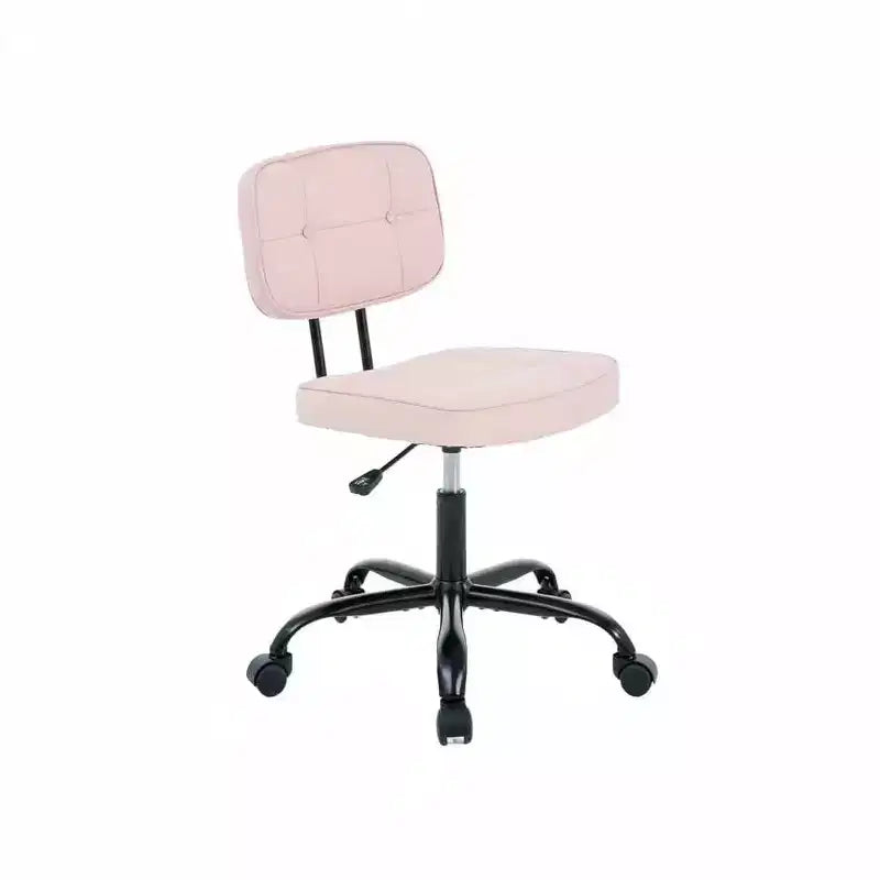MAYEERTY Armless PU Leather Office Chair, Thickened Cushion Roller Chair for Small Home Spaces