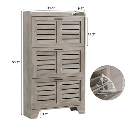Meuble à chaussures de rangement pour entrée, meuble à chaussures étroit avec 3 tiroirs basculants, meuble à chaussures mince et dissimulé autonome