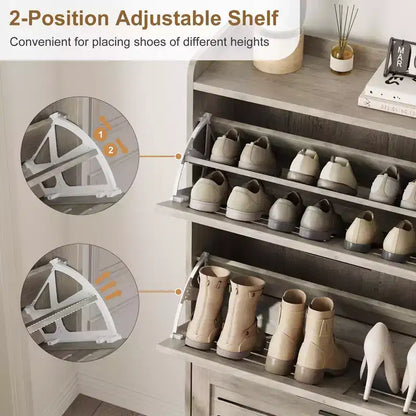 Meuble à chaussures de rangement pour entrée, meuble à chaussures étroit avec 3 tiroirs basculants, meuble à chaussures mince et dissimulé autonome
