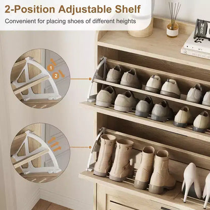 Meuble à chaussures de rangement pour entrée, meuble à chaussures étroit avec 3 tiroirs basculants, meuble à chaussures mince et dissimulé autonome