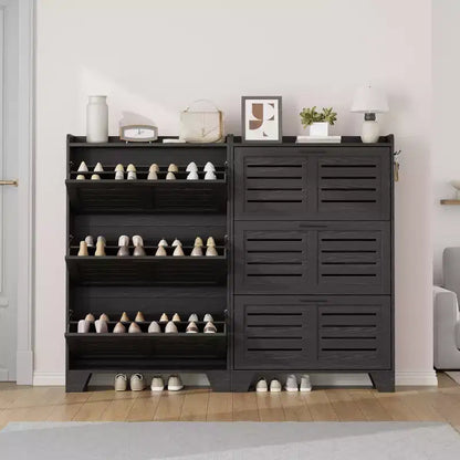 Meuble à chaussures de rangement pour entrée, meuble à chaussures étroit avec 3 tiroirs basculants, meuble à chaussures mince et dissimulé autonome