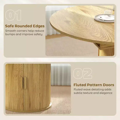 Table à manger extensible HOMCOM pour 6 personnes, table de cuisine ovale de style rustique de 152 cm avec étagère de rangement à 2 niveaux et portes coulissantes cannelées