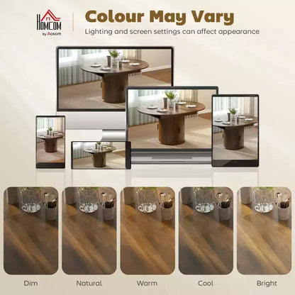 Table à manger extensible HOMCOM pour 6 personnes, table de cuisine ovale de style rustique de 152 cm avec étagère de rangement à 2 niveaux et portes coulissantes cannelées