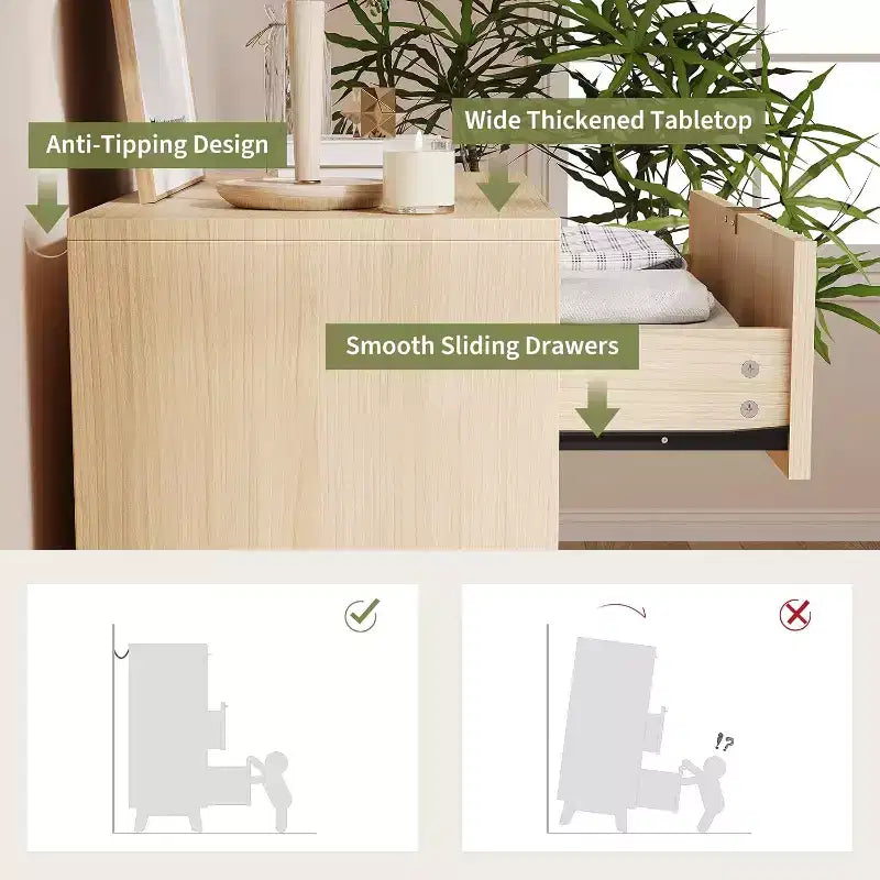 Commodes à 4 tiroirs, Commode de Rangement Moderne Cannelée, Commode en Bois avec Tiroirs pour Chambre à Coucher, Salon, Couloir