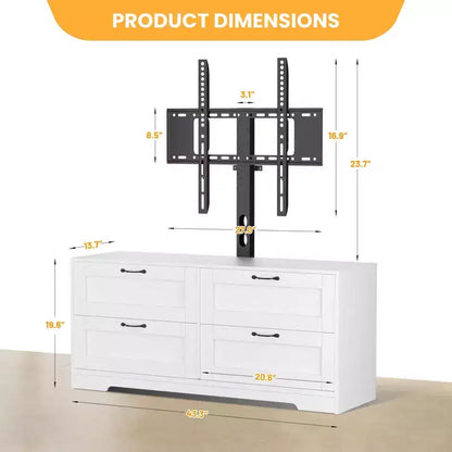 Meuble TV avec support et 4 tiroirs de rangement pour salon, chambre à coucher, compatible avec les téléviseurs de 32/45/55/65/75/80 pouces