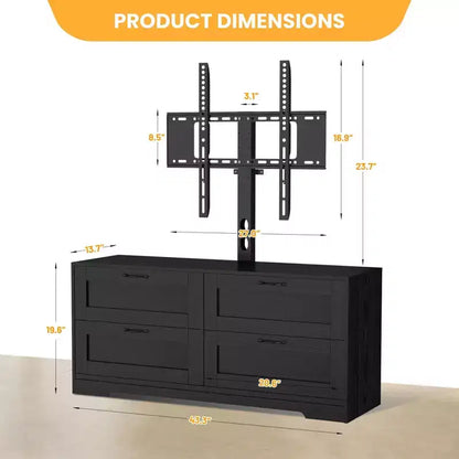 Meuble TV avec support et 4 tiroirs de rangement pour salon, chambre à coucher, compatible avec les téléviseurs de 32/45/55/65/75/80 pouces