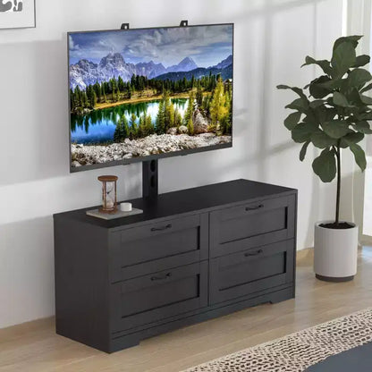 Meuble TV avec support et 4 tiroirs de rangement pour salon, chambre à coucher, compatible avec les téléviseurs de 32/45/55/65/75/80 pouces