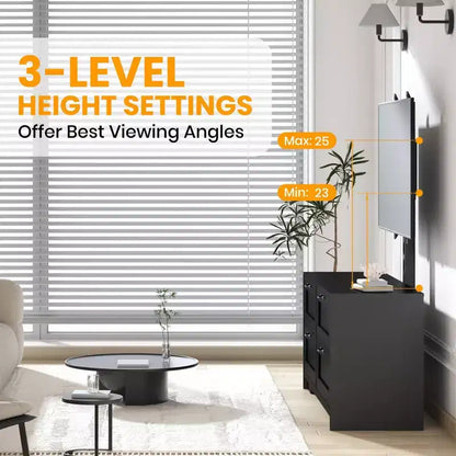Meuble TV avec support et 4 tiroirs de rangement pour salon, chambre à coucher, compatible avec les téléviseurs de 32/45/55/65/75/80 pouces
