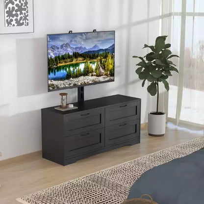 Meuble TV avec support et 4 tiroirs de rangement pour salon, chambre à coucher, compatible avec les téléviseurs de 32/45/55/65/75/80 pouces
