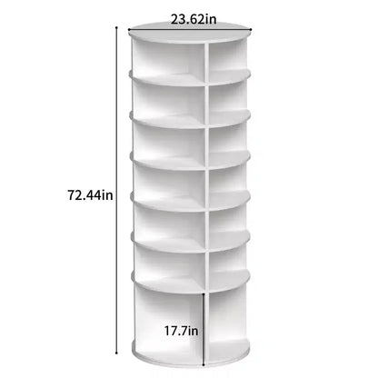 Tour de rangement rotative pour chaussures, organisateur de chaussures rotatif à 360° à 7 niveaux, rangement de chaussures autoportant, peut contenir jusqu'à 28 paires, blanc