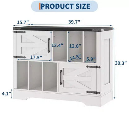 Meuble de rangement pour disques vinyles de 99 cm, meuble de lecture de disques vinyles en bois de style ferme avec armoire de rangement et 2 portes coulissantes pour salon ou chambre à coucher