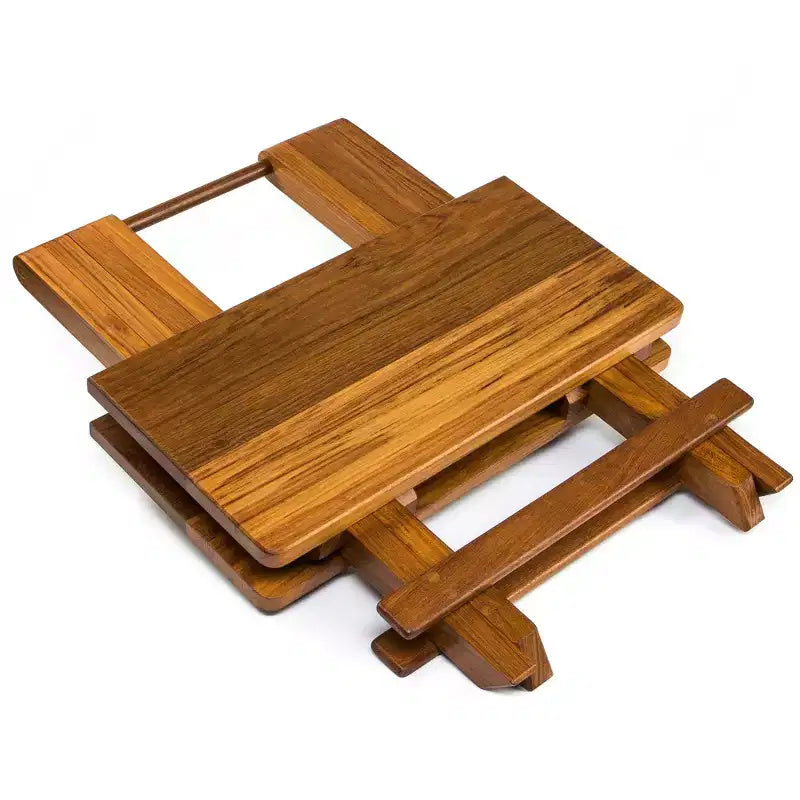 HomeRoots 19 Table d'appoint carrée pliante en teck massif marron pour l'intérieur et l'extérieur