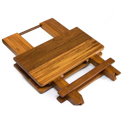 HomeRoots 19 Table d'appoint carrée pliante en teck massif marron pour l'intérieur et l'extérieur