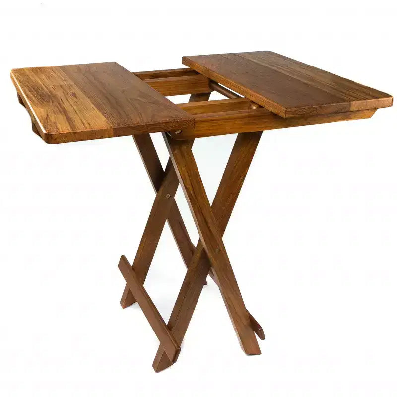 HomeRoots 19 Table d'appoint carrée pliante en teck massif marron pour l'intérieur et l'extérieur