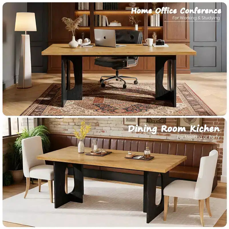Longue Table à Manger pour 6-10 Personnes - Table de Cuisine, Table à Dîner Rectangulaire Moderne pour Cuisine, Salle de Conférence, Maison