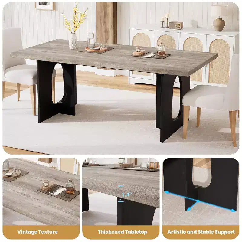 Longue Table à Manger pour 6-10 Personnes - Table de Cuisine, Table à Dîner Rectangulaire Moderne pour Cuisine, Salle de Conférence, Maison