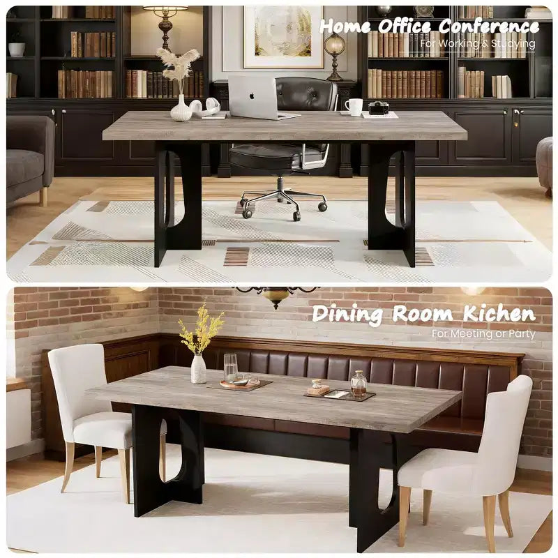 Longue Table à Manger pour 6-10 Personnes - Table de Cuisine, Table à Dîner Rectangulaire Moderne pour Cuisine, Salle de Conférence, Maison