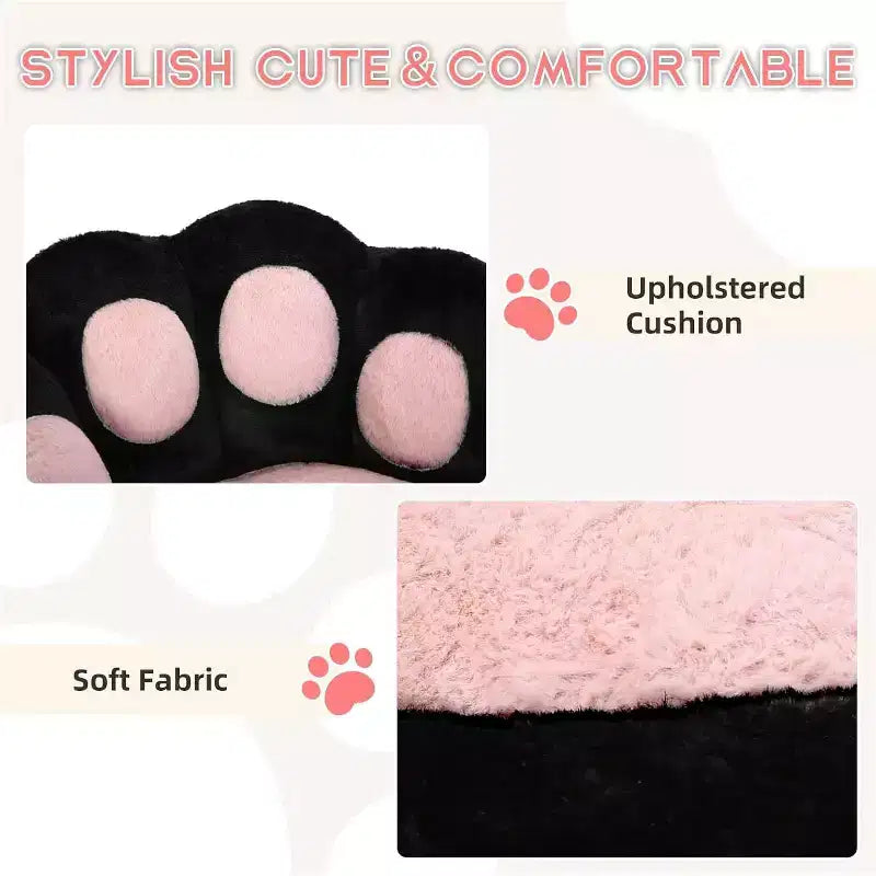 Chaise de bureau sans accoudoirs mignonne avec roues, chaise d'ordinateur pivotante à 360° en tissu Teddy pour chambre d'enfant, bureau et chambre à coucher GustoWave Cat Paw