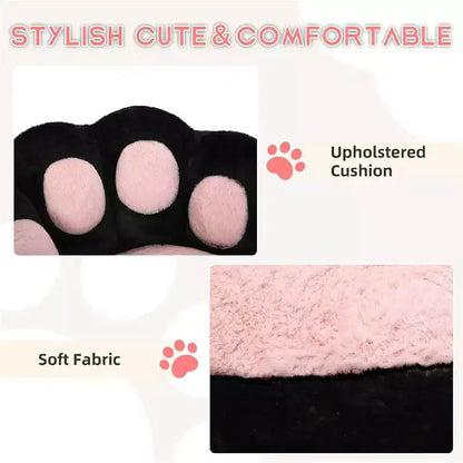 Chaise de bureau sans accoudoirs mignonne avec roues, chaise d'ordinateur pivotante à 360° en tissu Teddy pour chambre d'enfant, bureau et chambre à coucher GustoWave Cat Paw