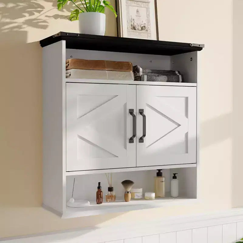 COZONY 23,6 Armoire murale de salle de bain avec portes coulissantes, étagères réglables, rangement mural pour salle de bain, cuisine, buanderie