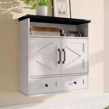 COZONY 23,6 Armoire murale de salle de bain avec portes coulissantes, étagères réglables, rangement mural pour salle de bain, cuisine, buanderie