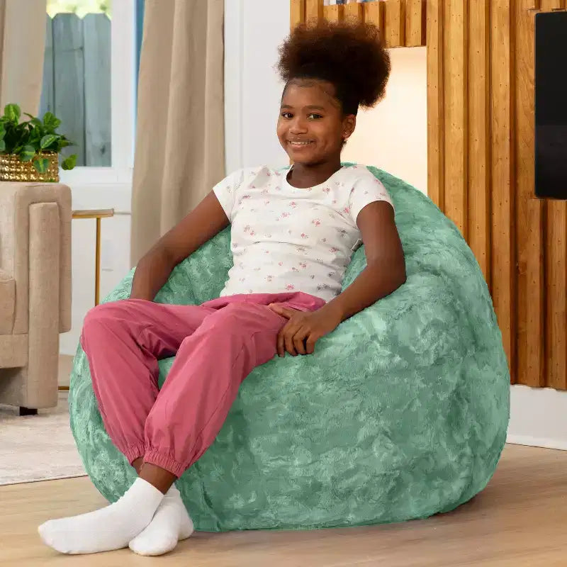 Raven-Symon Home Lil' Cuddler Cocoon Jr. Sac géant / Pouf relax en fausse fourrure pour enfants